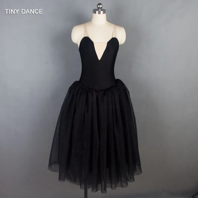 black with bust line Детский и на взрослого танцевальный балетный костюм белая длинная романтическая пачка с 5 слоями длинное Тюлевое платье для балерины танцев 18008 - Цвет: black with bust line