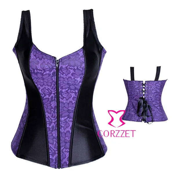 Черный и красный готический корсет с цветочным узором Бюстье на молнии | Женская