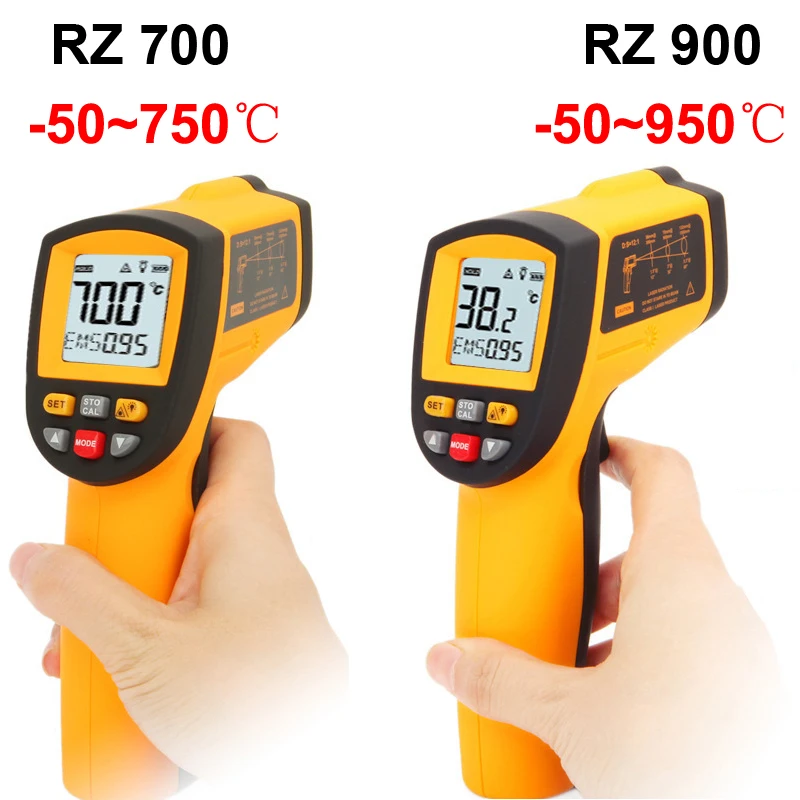 RZ700/RZ900 D лазерный lcd цифровой ИК инфракрасный термометр измеритель температуры Пистолет Бесконтактный термометр-50 до 950 C