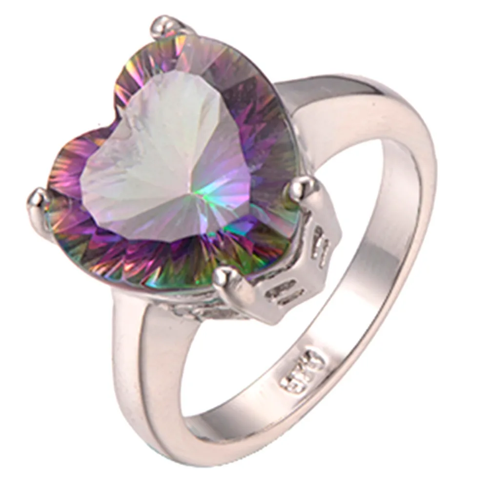Хит продаж кольцо из стерлингового серебра 925 пробы с розовым радужным