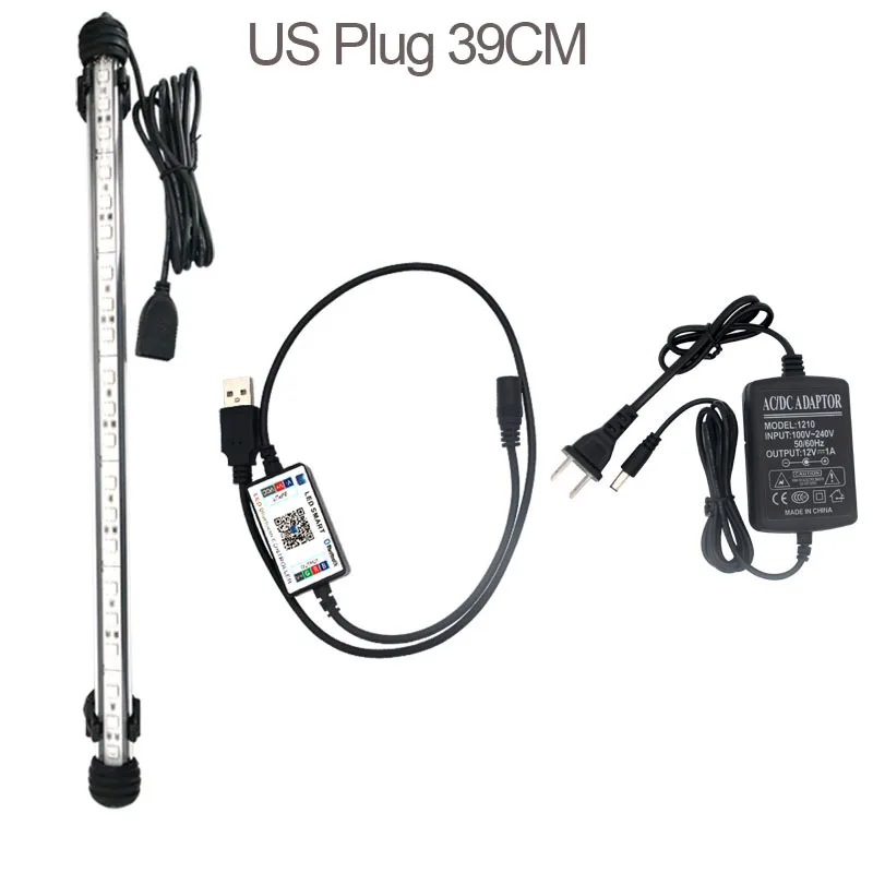 39CM US Plug Погружной светильник для аквариума светодиодный светильник ing RGB светильник для аквариума светодиодный светильник для аквариума водонепроницаемый аквариумный светодиодный светильник ing - Цвет: 39CM US Plug