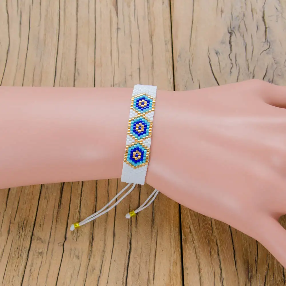Go2boho сглаза браслет Мода Insta Ювелирные изделия Белый MIYUKI Boncuk Хамса рука Pulseras Delica MIYUKI браслеты для женщин ручной работы