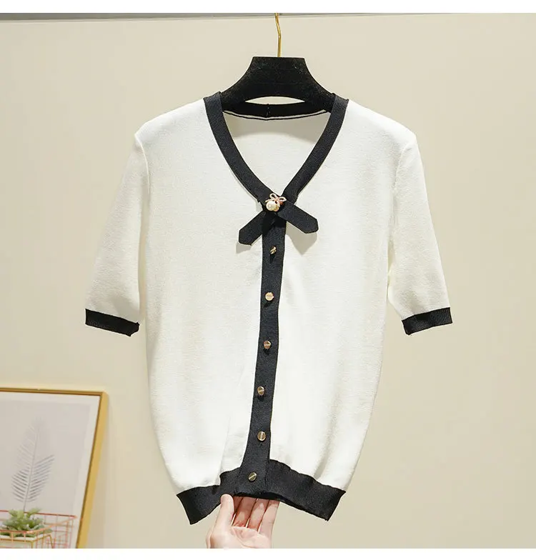 Baharcelin высокого качества Для женщин и девушек Сезон лето Пуловер с короткими