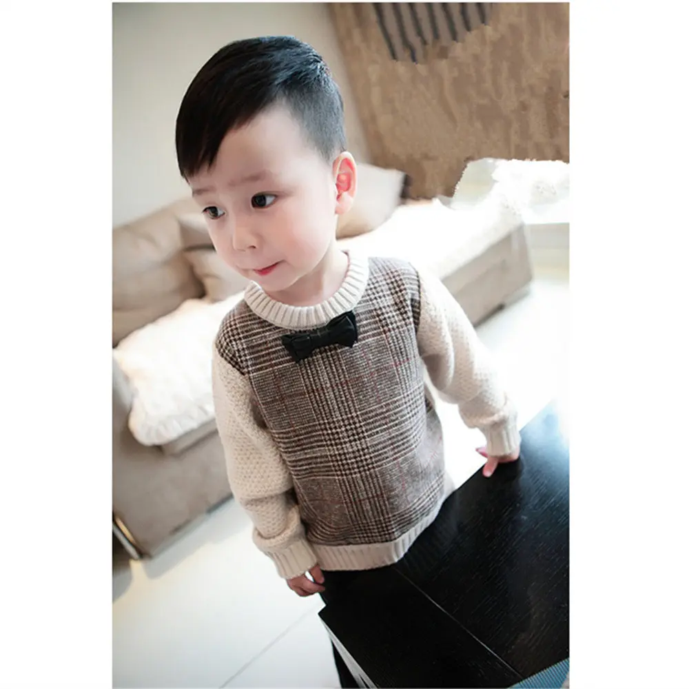 New 2018 Autumn Winter Baby Sweaters Soft Cotton Boys Knitted Pullover Butterfly Knot Kids Ribbed Sweater Children's Clothing | Детская