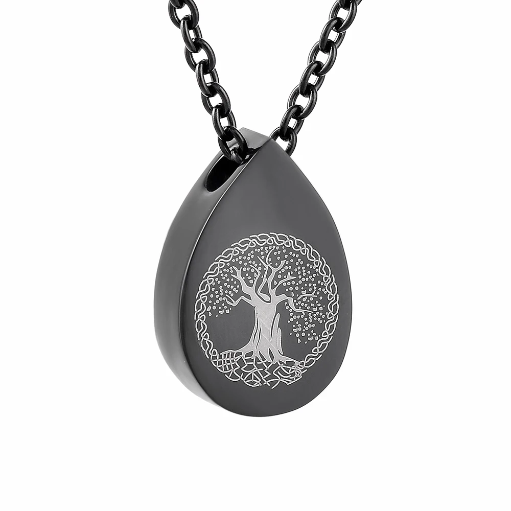 

IJD9807 Mini Teardrop Tree of Life Memorial Ashes Urn Necklaces Stainless Steel Cremation Pendant Jewelry,Free Engraving