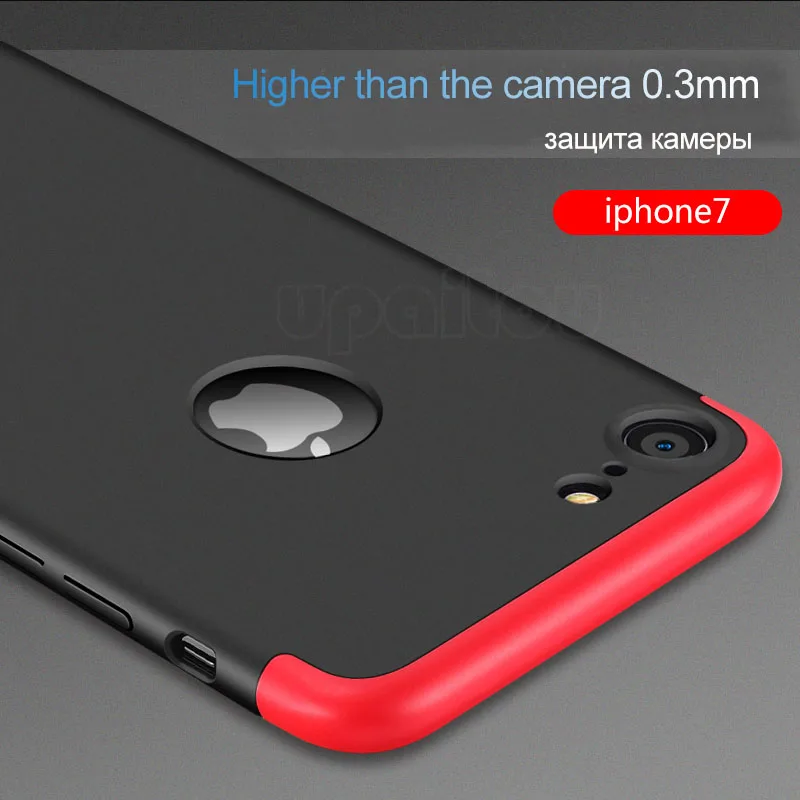 UPaitou 360 Degree Full Cover Red Cases For iPhone 8 7 4.7&quotinch Case Luxury 3 in 1 Hard PC Coque |