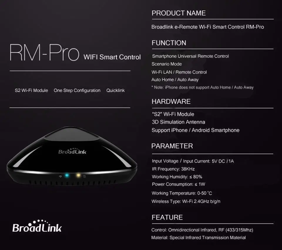 Умный датчик Broadlink RM Pro RM3 домашний wifi RF ИК пульт дистанционного управления Переключатель синхронизации