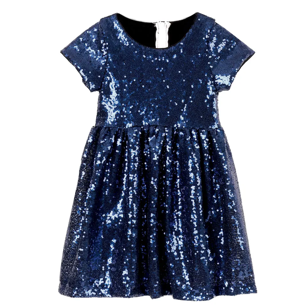 Navy Blue 4 Платье-пачка с блёстками для девочек; детское блестящее платье принцессы для девочек; розовое летнее платье; платья для первого причастия для девочек; праздничное платье - Цвет: Navy Blue 4