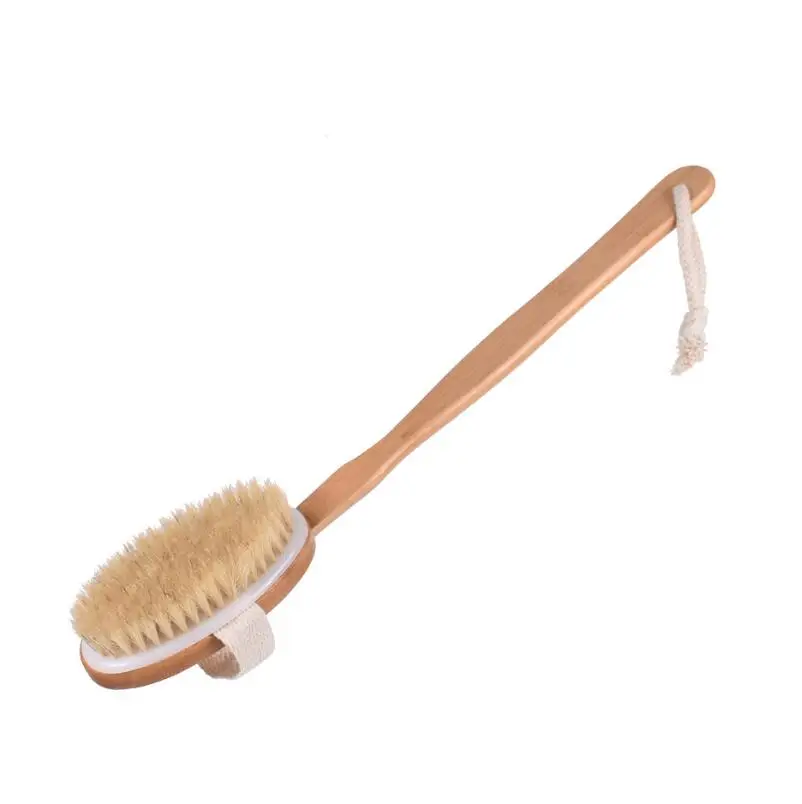 

Natural Boar Bristle Wooden Brush Long Handle Massager Bath Shower Back Spa Body Brush LX6936