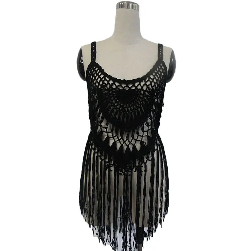 Сексуальный женский пляжный купальный костюм с вырезами накидка кисточками