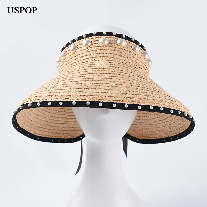 Шляпка от солнца USPOP из рафии женская модная Панама ручной работы с широкими