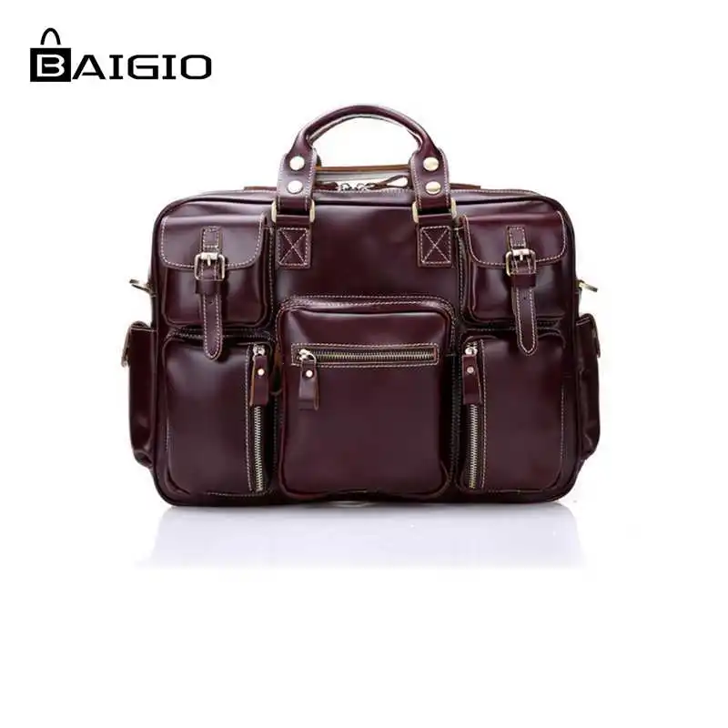 Baigio 2 цвета Для мужчин Кожаная Дорожная сумка большой Ёмкость ручной Чемодан