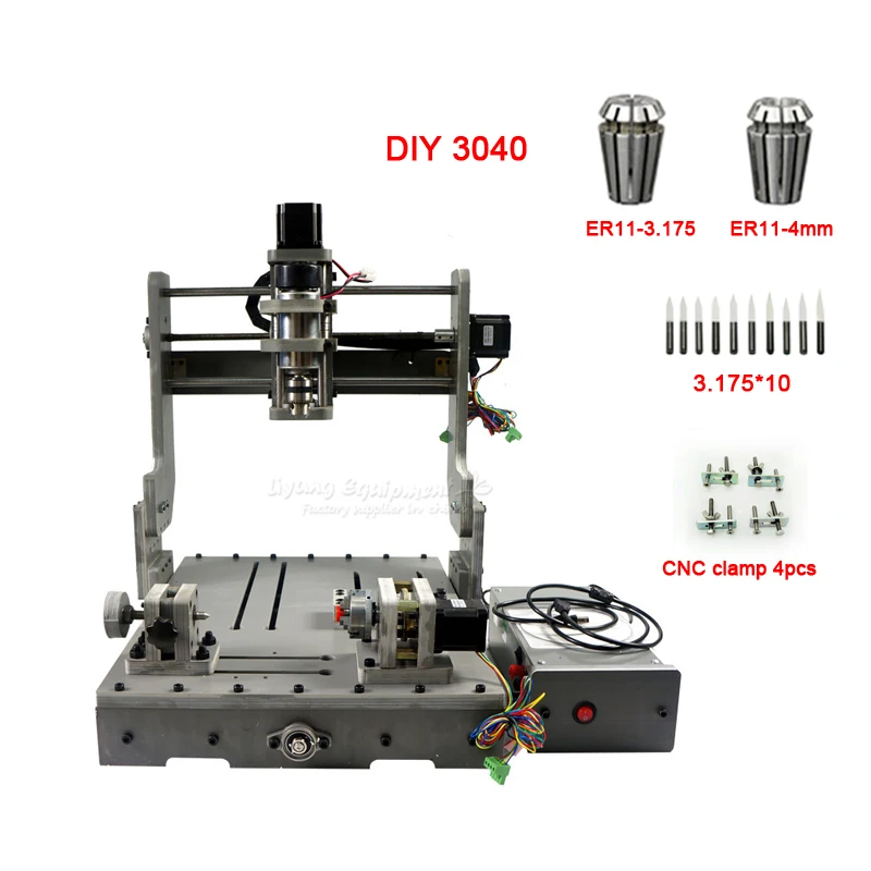 

4 осевой фрезерный станок с ЧПУ гравер 3040 PCB фрезерный станок через Mach3 управление с 300 Вт шпиндель для резки древесины