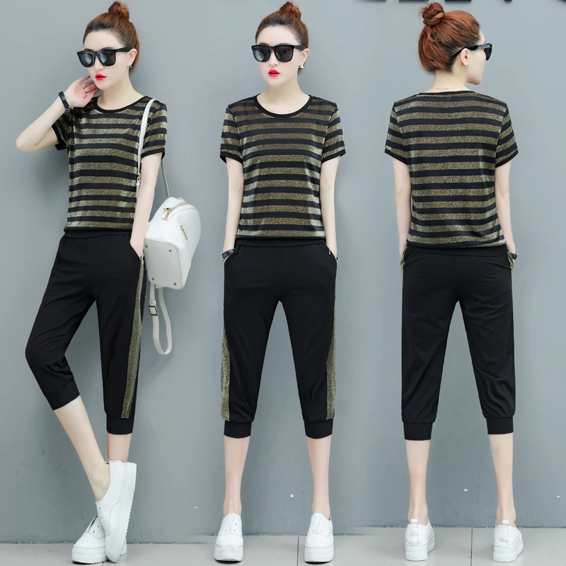 Неоновый полосатый бархатный комплект из 2 предметов спортивные костюмы женская