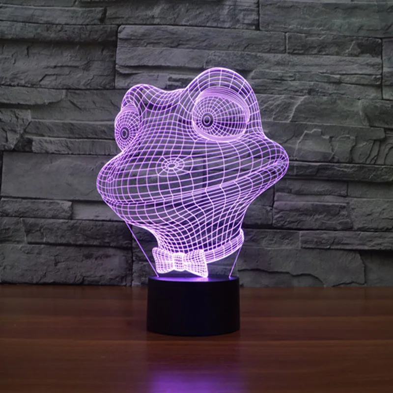 Меняющая цвет мультфильм лягушка ночсветильник для помещений 3D Светодиодная