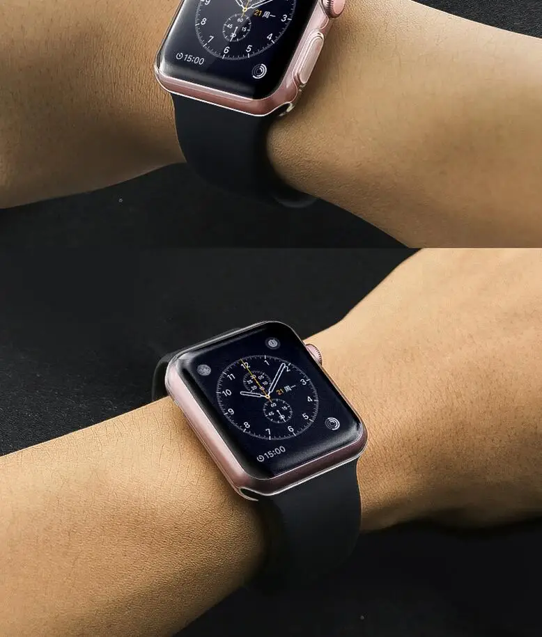 100 шт аксессуары для часов Apple Защитная пленка для часов TPU чехол все вокруг защитный 0,3 мм Ультратонкий чехол для iWatch 3 2 1