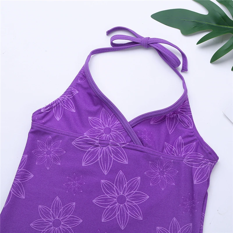 Купальник для девочек 3 шт. топ с лямкой на шее Детские комплекты коротким низом и