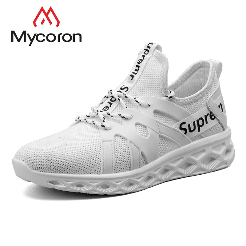 MYCORON New Arrivals Mens Shoes Sport Trainers White Black Red Luxury Designer Soft Comfortable Sneakers 2019 Erkek Ayakkabi | Обувь