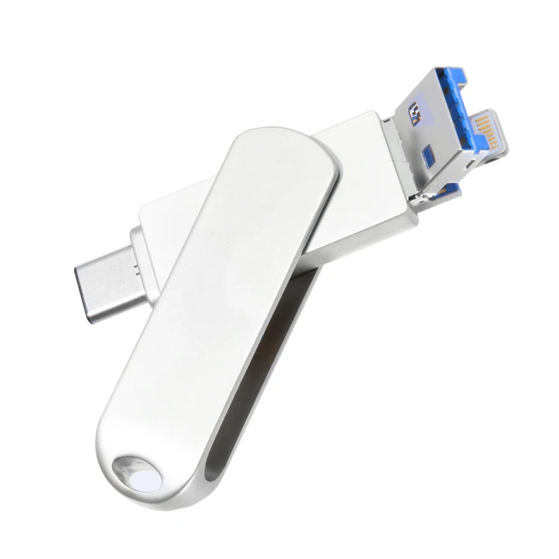 Серебристый MGL Usb флеш-накопитель 8 ГБ 16 ГБ 32 ГБ 128 ГБ флеш-накопитель 64 ГБ type-C для iphone 8 7 Plus 6 6s Plus 5S ipad Флешка otg usb - Цвет: Серебристый