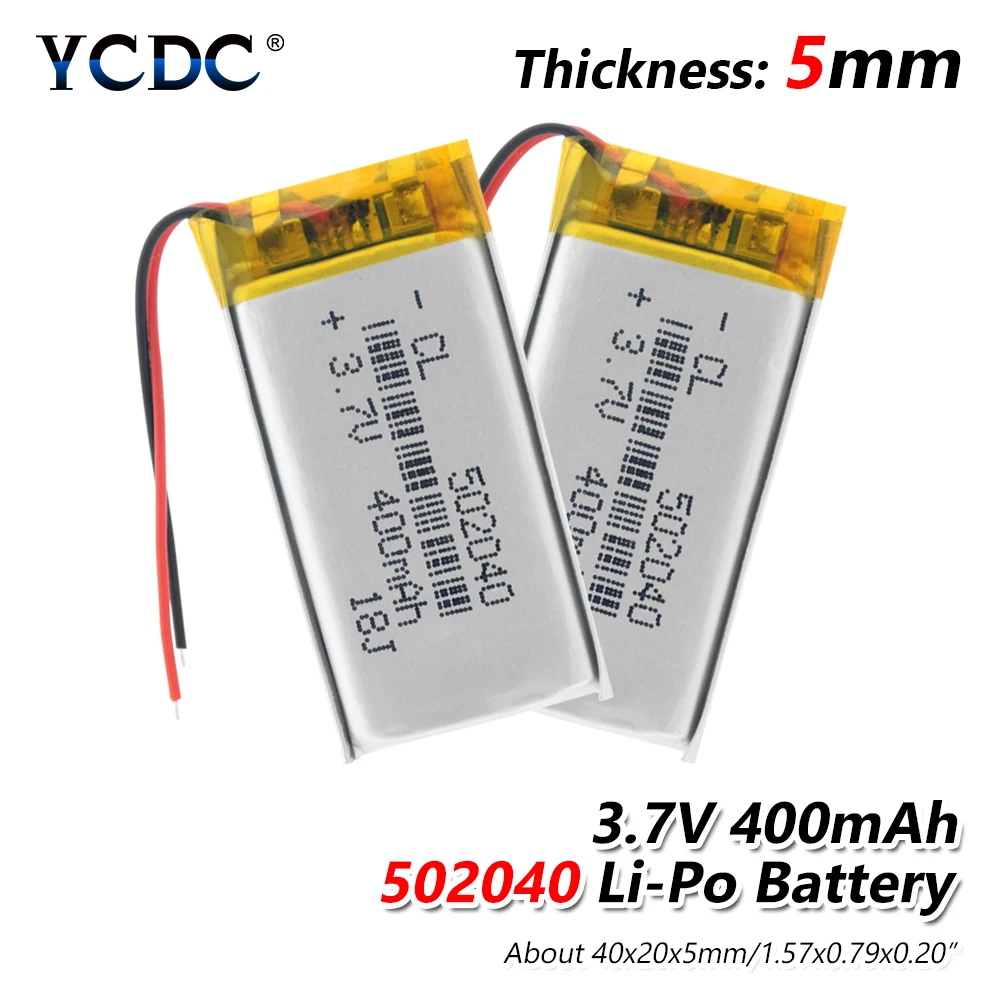 1/2/4 шт 3,7 V 502040 400mAh литий-ионный аккумулятор Батарея Перезаряжаемые 400 мАч литий-полимерный Батарея для Mp3 Mp4 Gps вождения Регистраторы игрушка