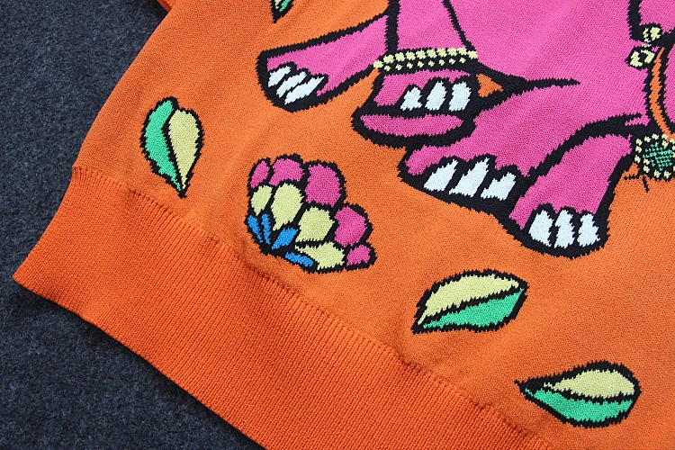 Free Shipping 2017 Yellow Half Sleeves Women's Pullovers Summer Elephant Florals Jacquard Runway Sweaters S005 | Женская одежда