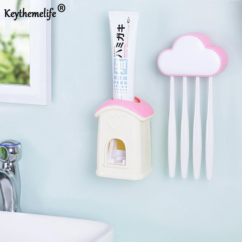 Держатель зубной щетки Розовый Синий Зеленый Автоматический дозатор зубная
