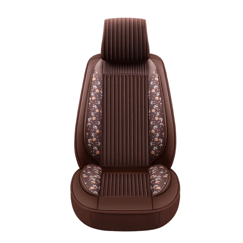 Brown Лен-кожаные чехлы для сидений автомобиля для opel vectra c octavia 2 prado 150 w213 camry mazda cx5 astra g great wall hover h5 автомобиль-Стайлинг - Название цвета: Brown