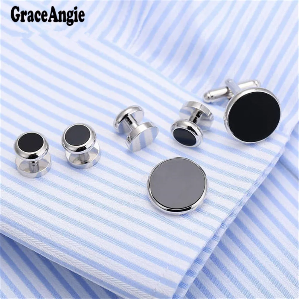 Комплект роскошных металлических шпилек из 6 шт. круглые черные титановые