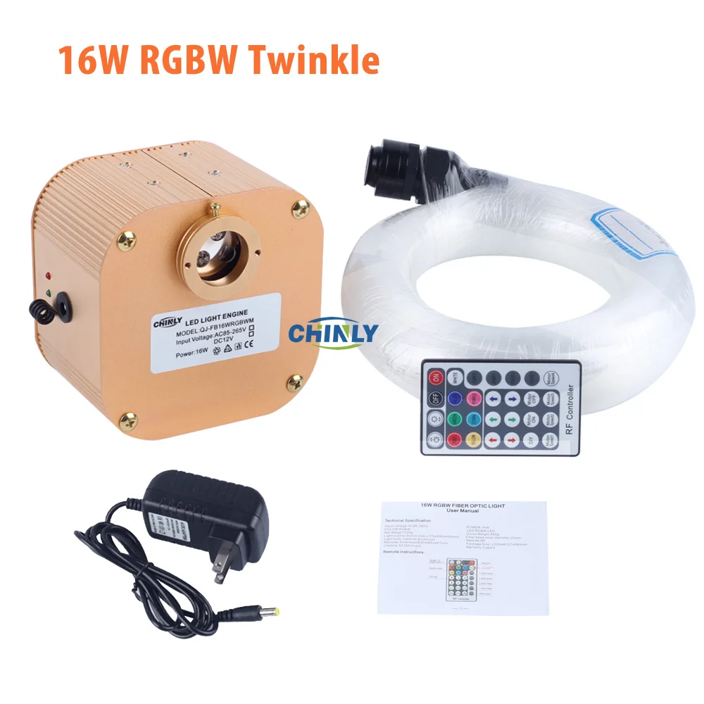 16W Twinkle Мерцающий 16 Вт RGBW волоконно-оптический светильник сверкающий точечный оптический кабель 300 шт. 1,0 мм 3 м RF контроллер водопад сенсорный светильник - Испускаемый цвет: 16W Twinkle