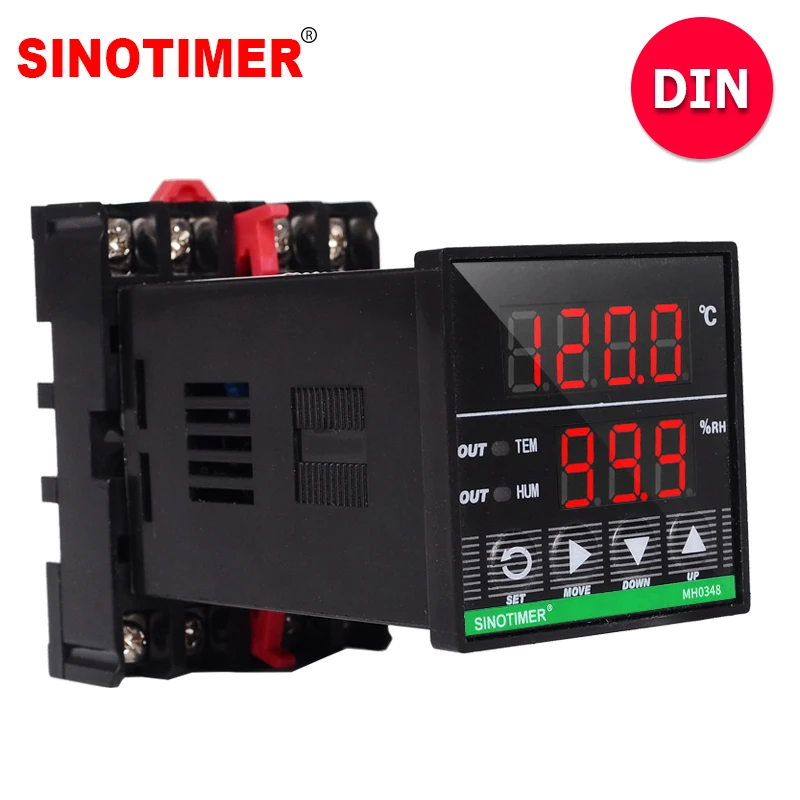 Controlador de Umidade Digital de Trilho Din com 3m Cabos Listados ul e Sensor Combinado de Umidade e Temperatura Instrumentos de temperatura