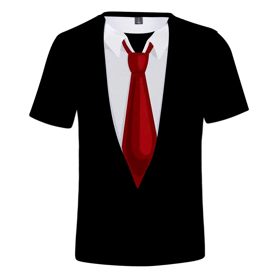 New design funny Fake Suit Tie 3D t shirt kids/men/women streetwear Suit short sleeve t-shirt fashion harajuku t shirts clothes