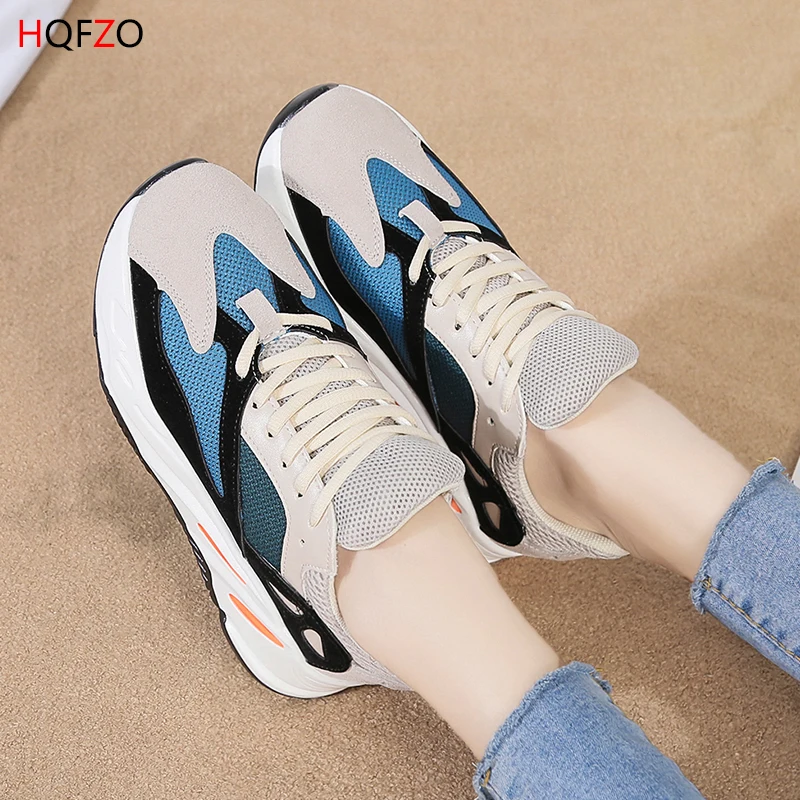 Кроссовки HQFZO женские на платформе Вулканизированная подошва сетчатые дышащие