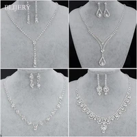 blijery fashion bridesmaid bridal jewelry sets for women rhinestone crystal necklace earrings sets prom wedding jewelry sets