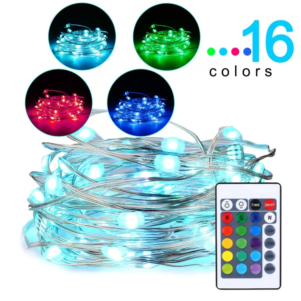 Waterproof 4m 40LEDs RGB LED String Lights Battery Powered With Remote Indoor Decor Outdoor Garden Stroller Christmas Tree | Освещение