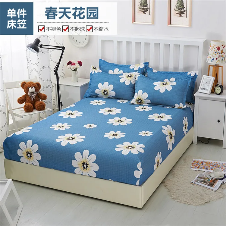 Cotton Fitted Sheet Twin Double King Size Bed Sheet with Elastic Color Geometric Fitted Sheet Sets Pillowcase Duvet Cover19
