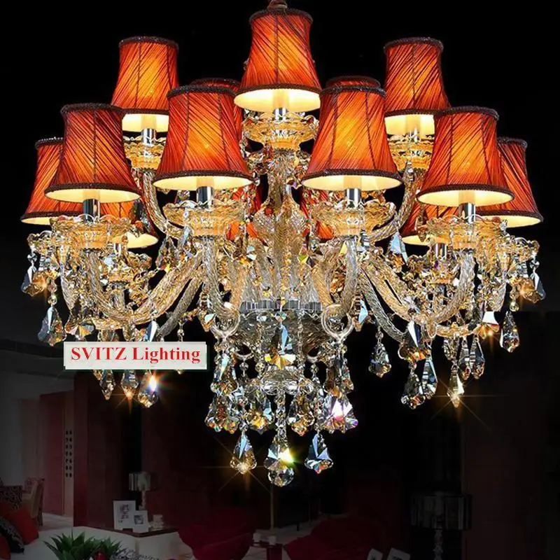 Винтаж коньяка люстры с красным оттенком ткани блеск ретро дома хрустальные