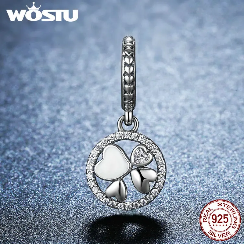 Wostu Новая мода 925 стерлингового серебра сердца любви Подвеска Шарм Fit