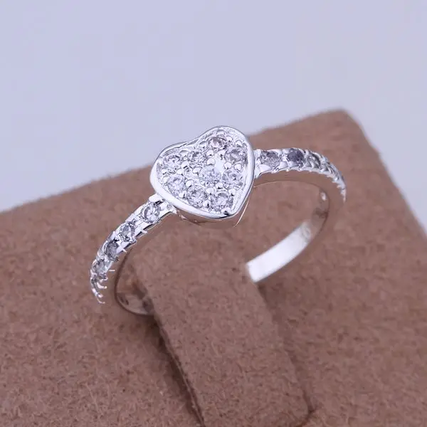 

Бесплатная доставка 925 ювелирные изделия посеребренное кольцо модное инкрустированное цирконием сердце любовь ювелирное серебряное кольц...