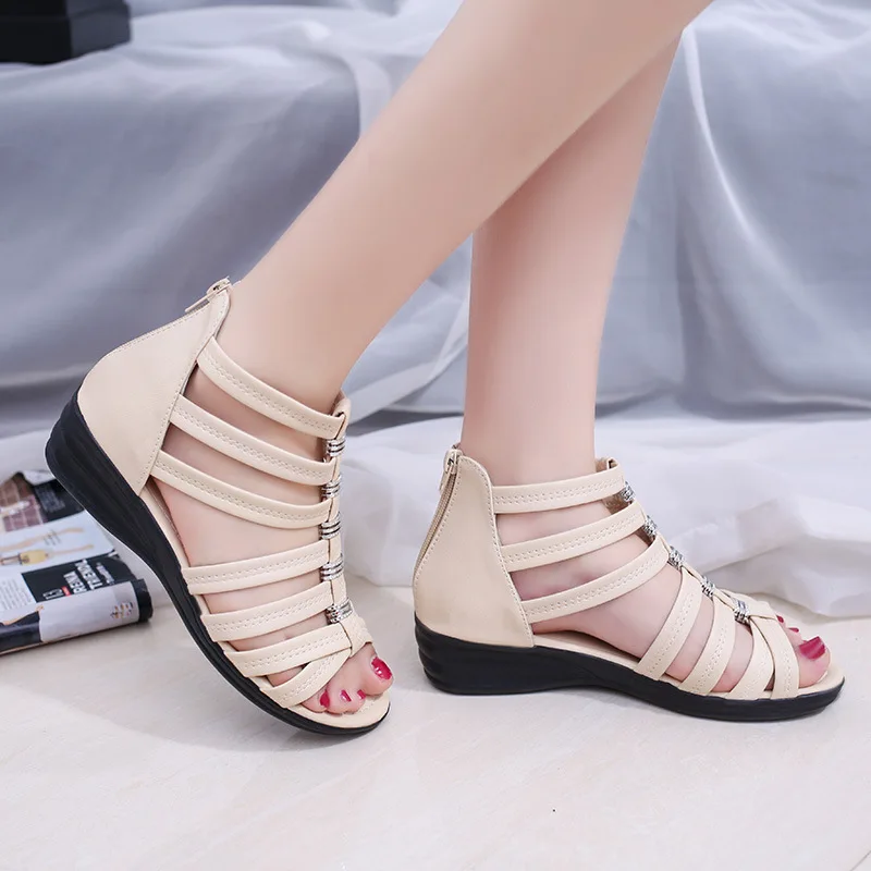 Mobi/Новинка 2019 года Брендовая женская обувь банкетные римские сандалии с открытым