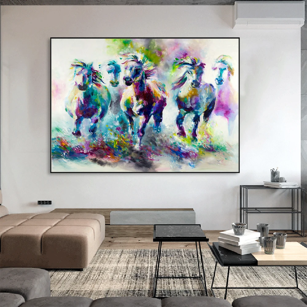 

Running Horses Wall Art Canvas Prints For Home Wall Decor Art Posters And Prints Abstract Animals Canvas Paintings Cuadros Decor