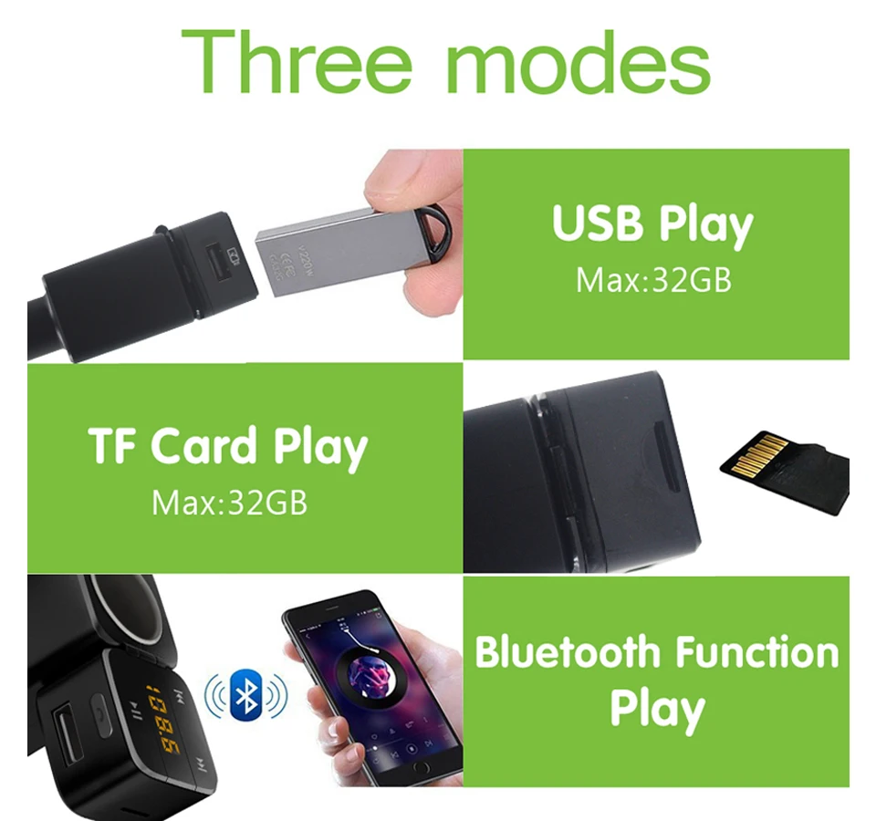 E-ACE fm-передатчик Aux модулятор Bluetooth Handsfree автомобильный комплект автомобильный аудио mp3-плеер с прикуривателем двойной USB Автомобильное зарядное устройство
