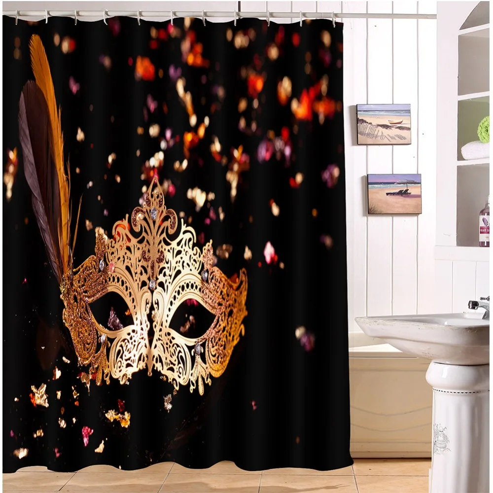 72'' Music Carnival Masquerade Cosplay Bathroom Waterproof Fabric Shower Curtain Polyester 12 Hooks Bath Accessory Sets | Дом и сад