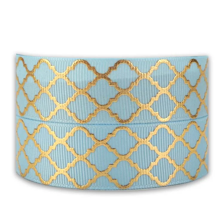 7/8&quot22mm New Gold foil diamond pattern printed grosgrain ribbon Free shipping | Дом и сад