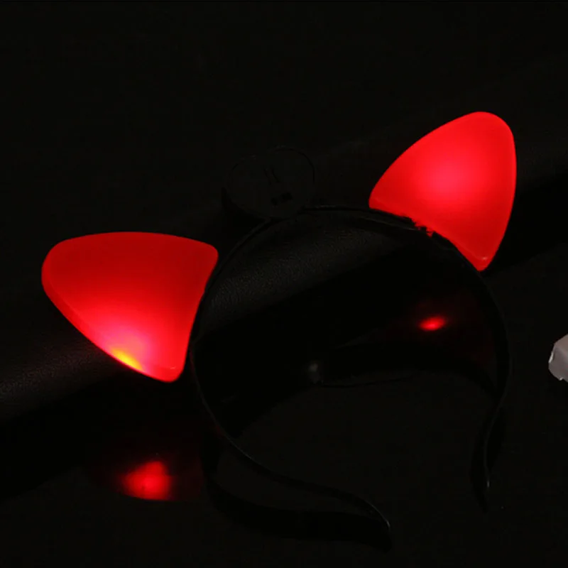 red 1 шт., светильник, мигающий, для девушек, вечерние, реквизит, заячьи, кошачьи уши, головной убор, светящаяся головная повязка, обруч для волос для женщин, обруч для волос, для детей, Рождество - Цвет: red