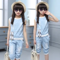 2018 new summer baby girl clothes suit fashion thin denim girl body suit kids jean clothing sets childrens suits for girl