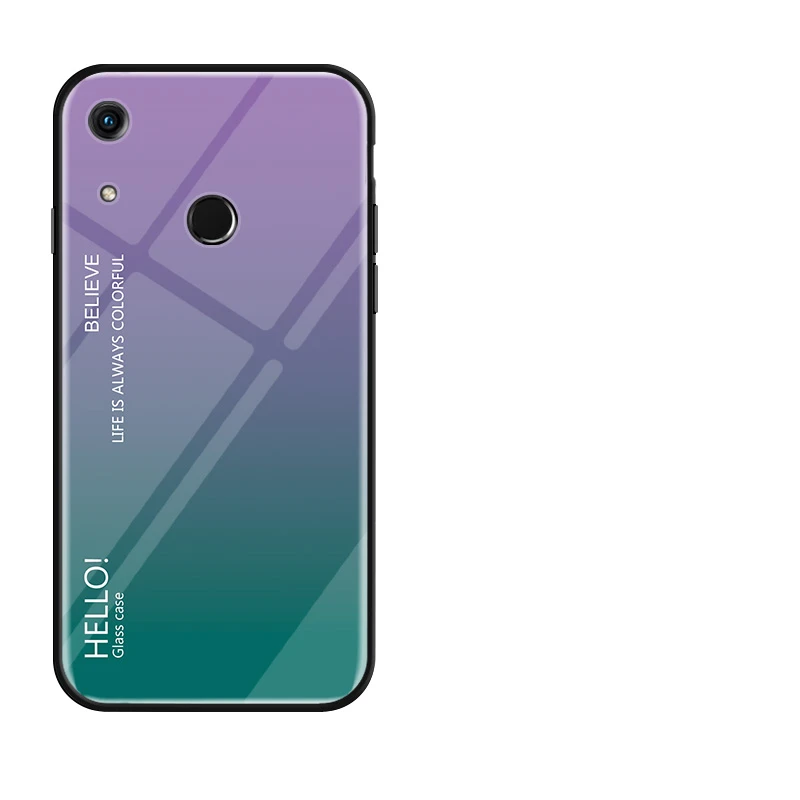 Градиент закаленное Стекло чехол для телефона для huawei Honor 8A Роскошные Красочная обложка для huawei Honor 8A чехол Coque Капа Honor8a - Цвет: 6