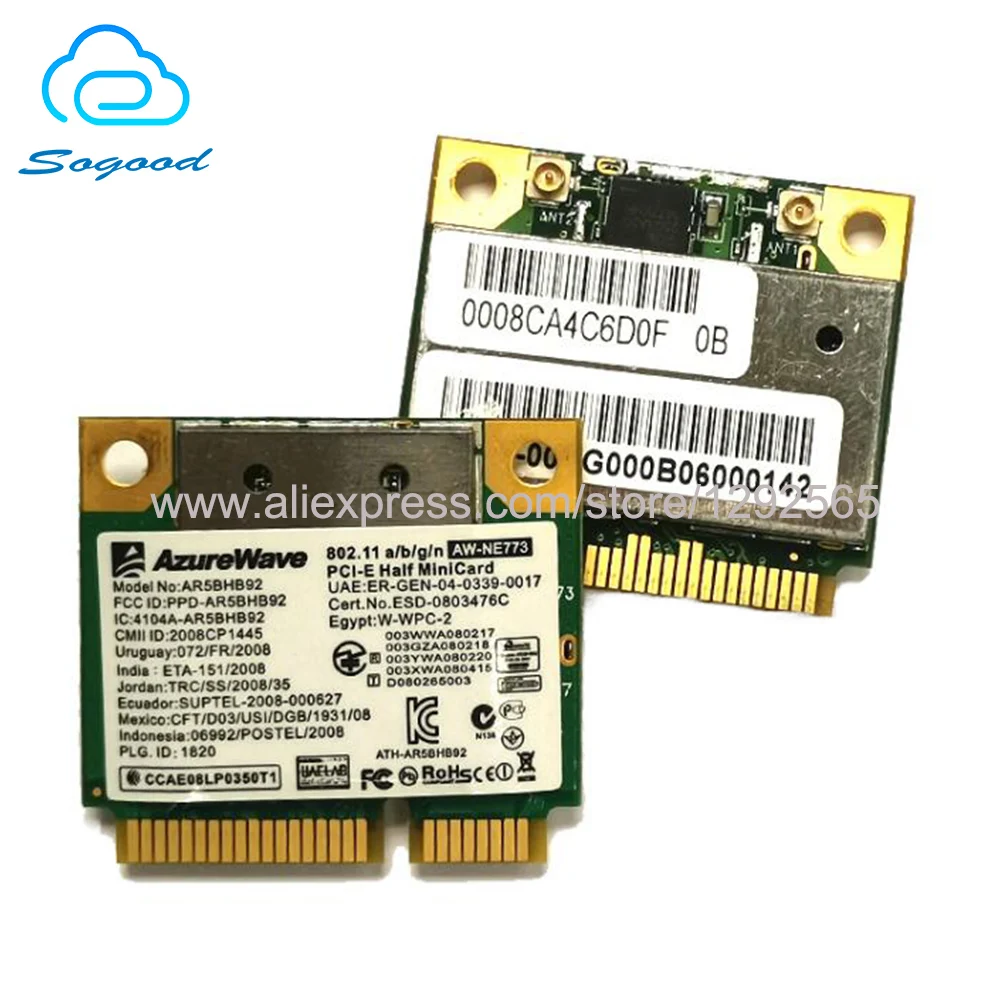 Atheros AR9280 AR5BHB92 Двухдиапазонная 2 4G & 5G 300 Мбит/с 802 11 a/b/g/n PCI E Половина мини карты