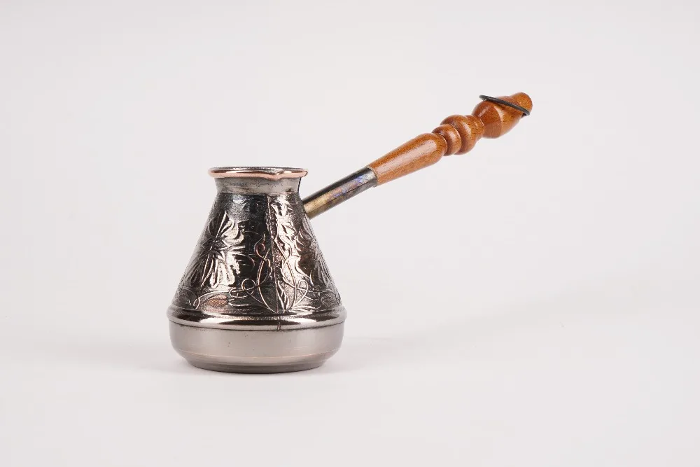ТУРКА ДЛЯ КОФЕ медная с деревянной резной ручкой 200 мл.|turkish copper|turkish coffee potturkish copper