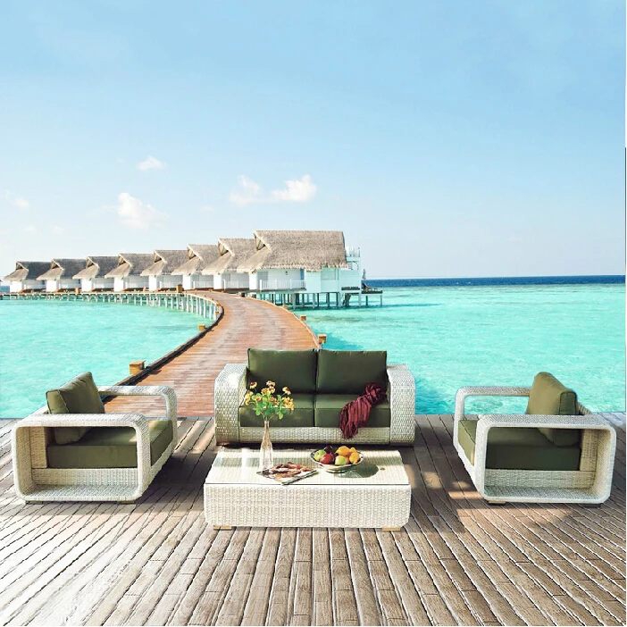 Диван из ротанга чайный столик плетеная Подушка ПЭ ротанговая мебель высокое