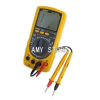 

Yellow Gray 200mV-700V AC Voltage Ohm Resistance Meter Multimeter w 2 Test Lead DT9810